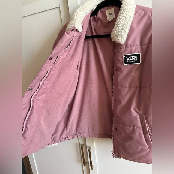 Vans Fawner Puffer Jacket/Sherpa Collar - Light Pink - XS - Picture 5 of 8